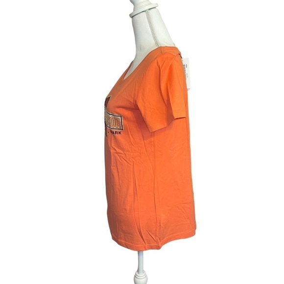 Harley Davidson Orange Short Sleeve Crew Neck T-shirt With Rhinestone Logo. Med. - Picture 6 of 13